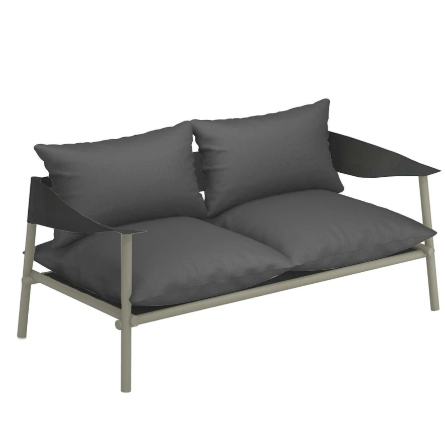 Emu Terramare 2-zits Loungebank Grijs/groen Kussen Wit 4 Emu Terramare 2-zits Loungebank Grijs/groen Kussen Wit - Afbeelding 2