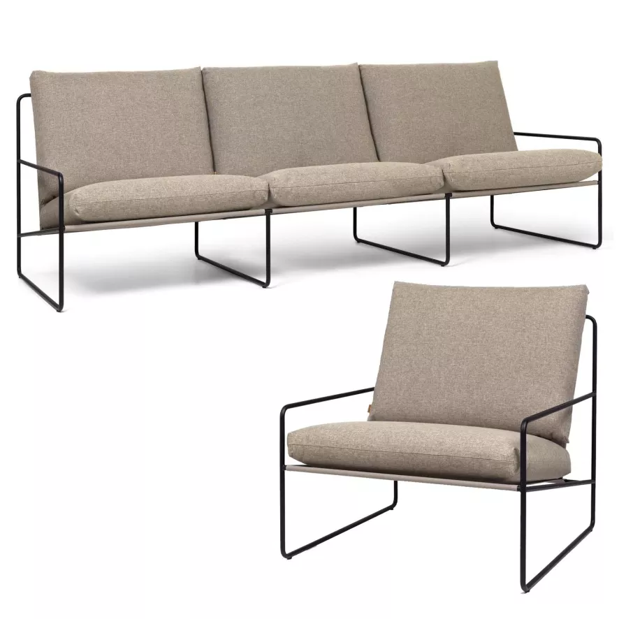 Ferm Living Desert Loungeset 3-zits Loungebank + Fauteuil 3 Ferm Living Desert Loungeset 3-zits Loungebank + Fauteuil