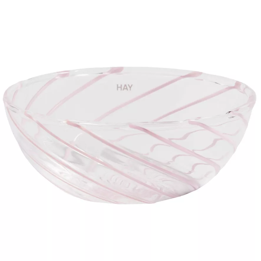 Hay Spin Bowl Ø8.5 Set Van 2 Transparant/roze Gestreept 3 Hay Spin Bowl Ø8.5 Set Van 2 Transparant/roze Gestreept