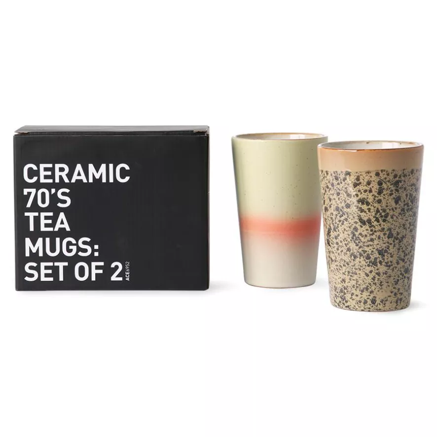 HKliving 70's Ceramic Thee Mokken Set Van 2 Roze Beige 18 HKliving 70's Ceramic Thee Mokken Set Van 2 Roze Beige - Afbeelding 16
