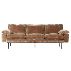 HKliving Retro Bank 3-zits Velvet Corduroy Aged Gold
