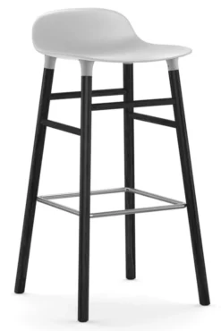 Normann Copenhagen Form Barstool Barkruk 75cm Met Zwart Onderstel Wit