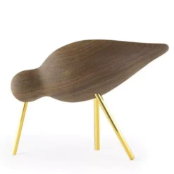 Normann Copenhagen Shorebird Vogel Collectors Item Medium Walnoot Messing