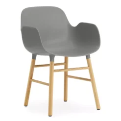 Normann Copenhagen Form Armchair Stoel Met Eiken Onderstel Grijs