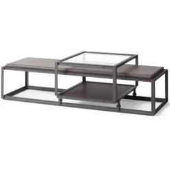 Spectrum Tangled Salontafel Helder Glas, Eiken Onderblad Met Kussen